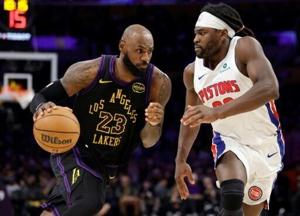 Pistons pound Lakers as James marks 41st birthday with loss