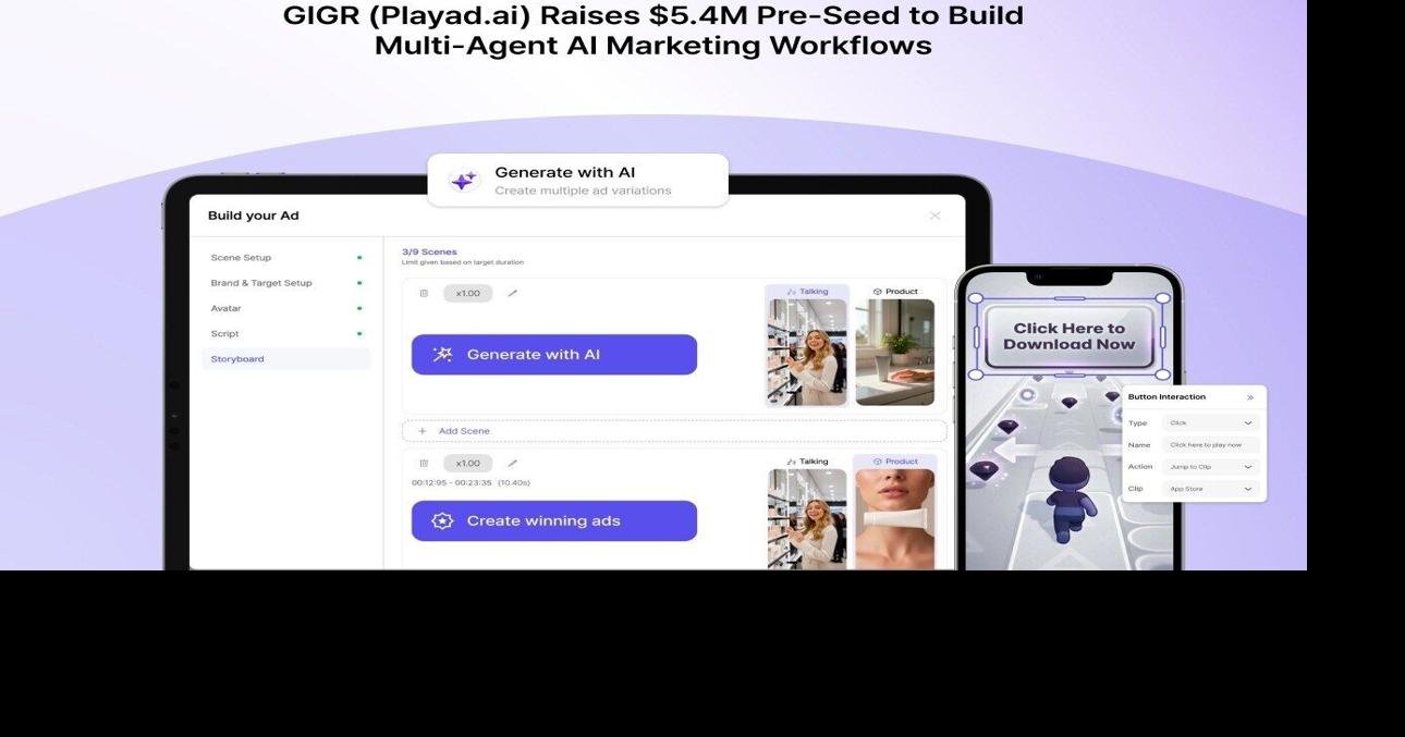 GIGR(Playad.ai) Raises $5.4M Pre-Seed to Build Multi-Agent AI Marketing Workflows