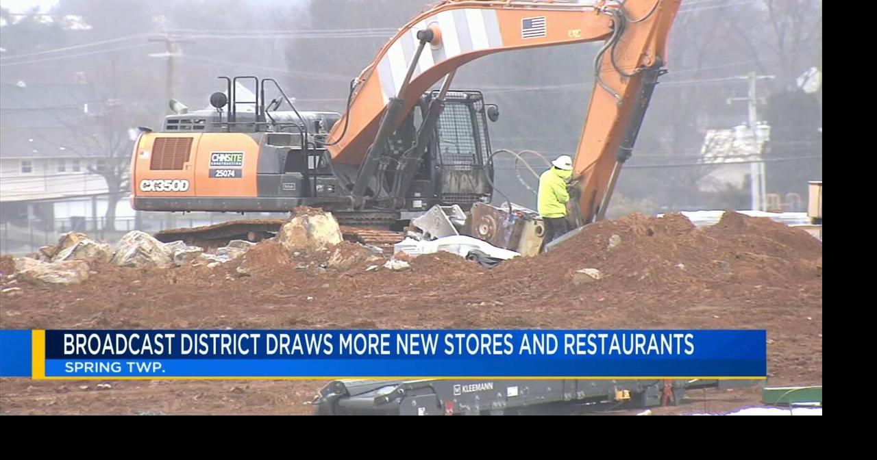 Construction progressing at future site of Broadcast District in Spring Twp.