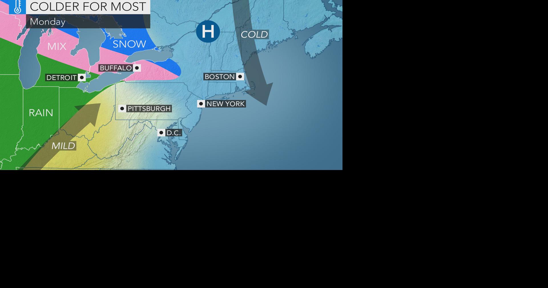 Seasonably cold to start the new week with dry conditions through ...