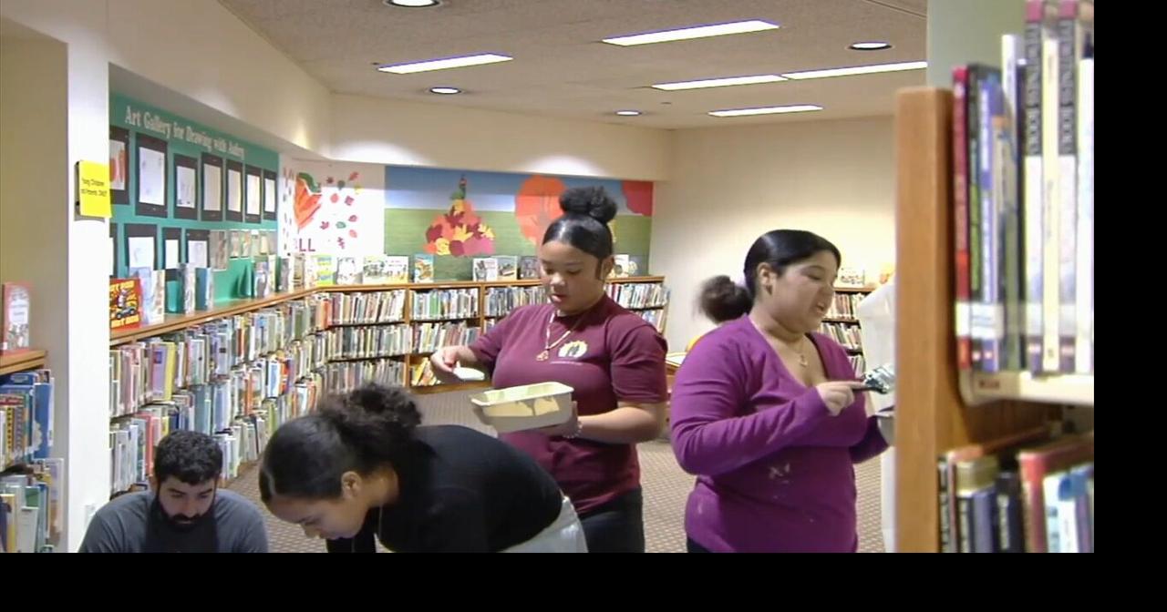 Students paint inside of Allentown Public Library Lehigh Valley