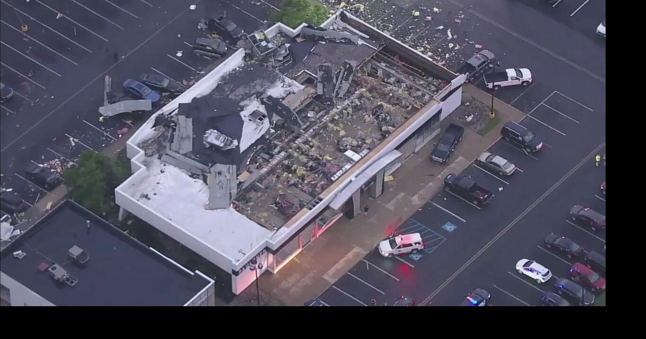 Part of car dealership collapses after tornado in Bucks