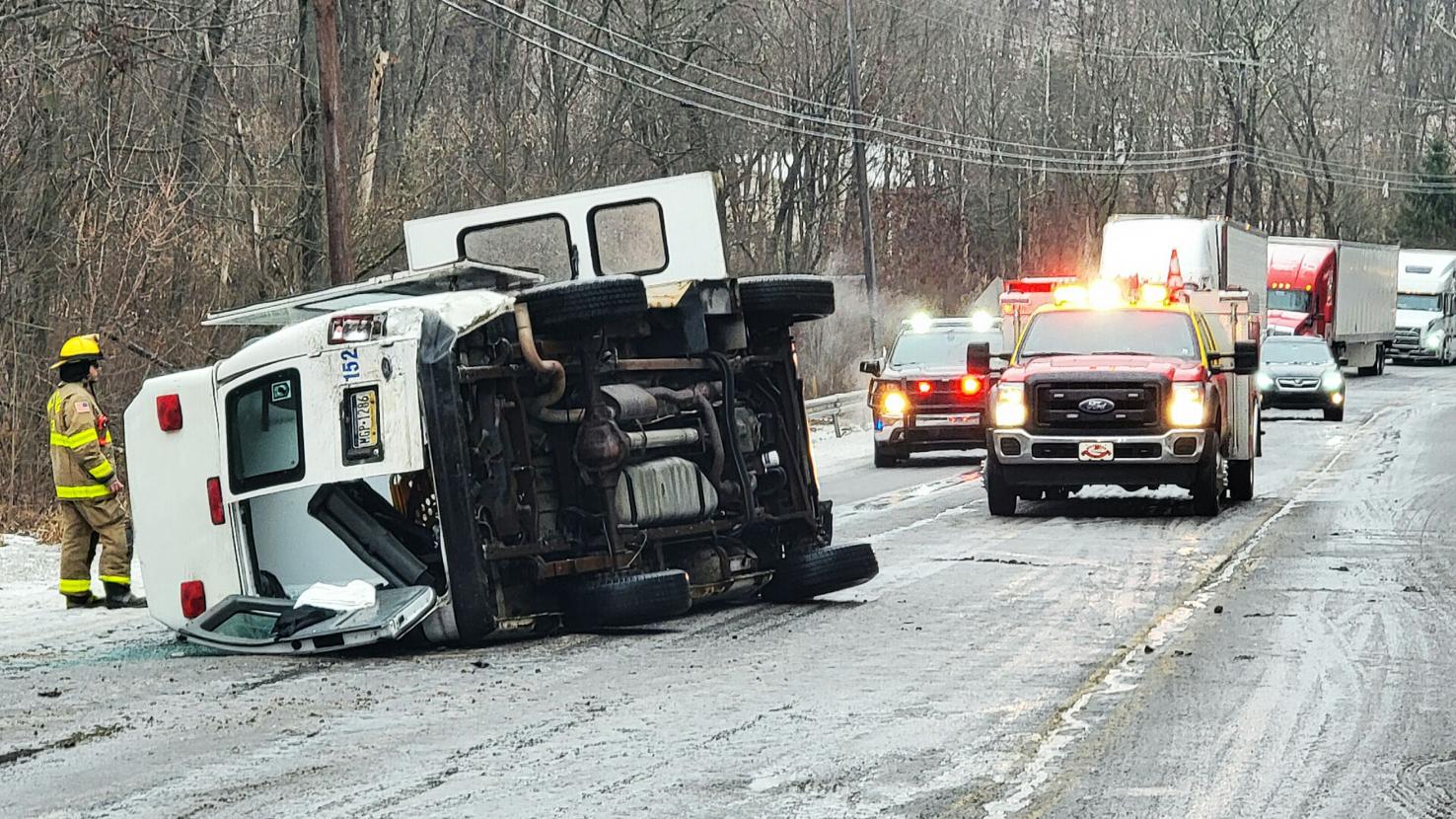2 injured after transport ambulance rollover crash on Rt. 309 | Poconos ...