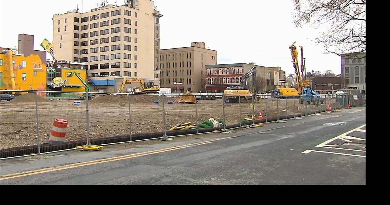 Construction underway for apartment complex at site of old Pine Street