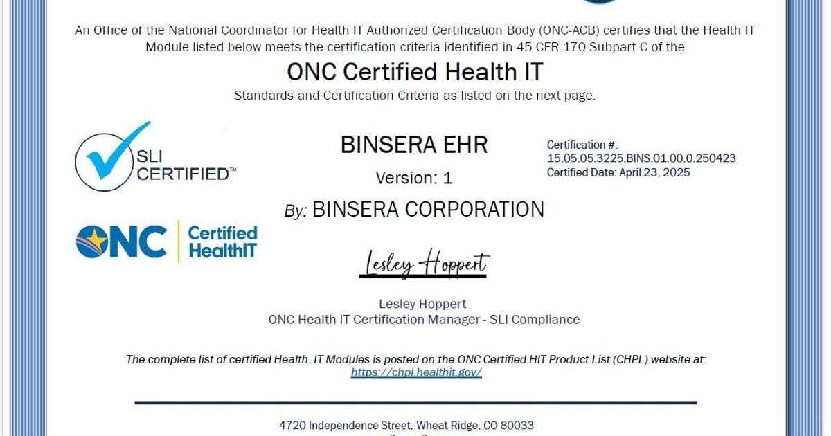 Binsera Corporation Introduces World's First Offline-Ready, ONC-Certified Cloud EHR With Integrated PACS and Advanced AI