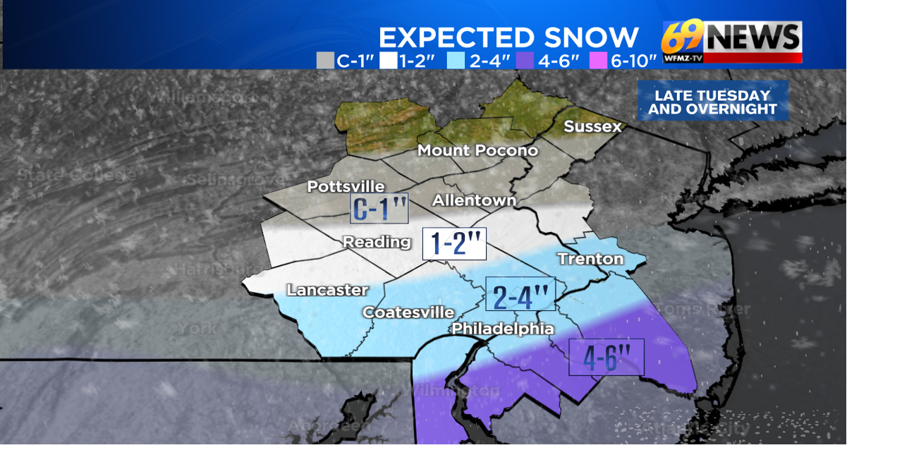 A little light snow Tuesday night then another icy wintry mix Wednesday ...