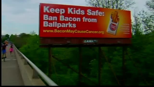 Billboard condemning bacon rises near Ironpigs' park