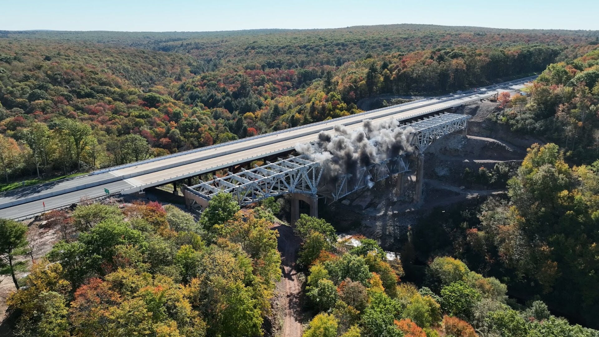 WATCH: Pa. Turnpike begins demolition of old Hawk Falls Bridge in ...