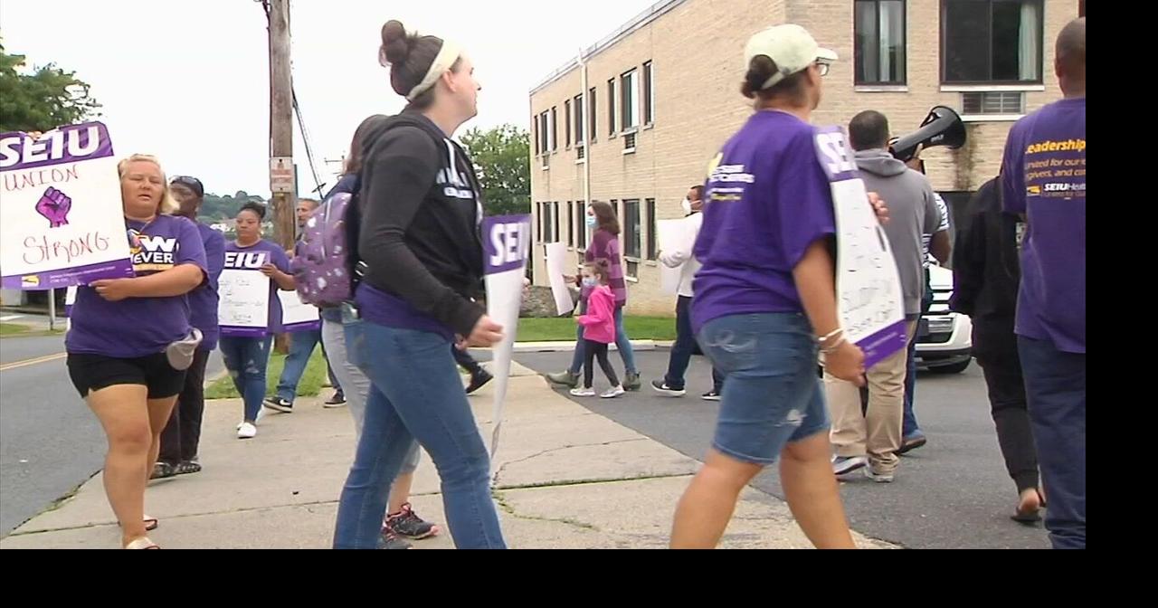 Easton nursing home workers continue strike, say health insurance is