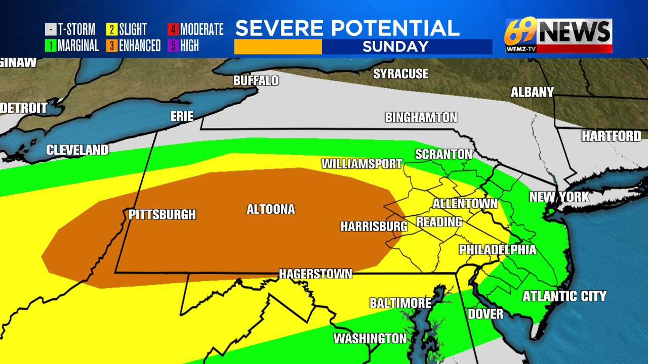 Isolated to scattered severe thunderstorms possible late this afternoon ...