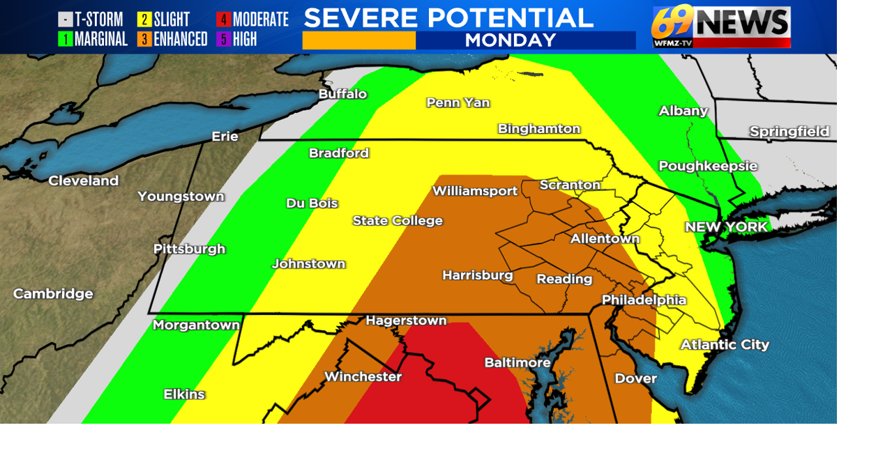 Tracking the potential for severe storms later Monday; strong winds and ...