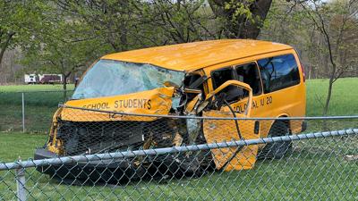School van driver, child hurt after vehicle hits utility pole, tree in ...