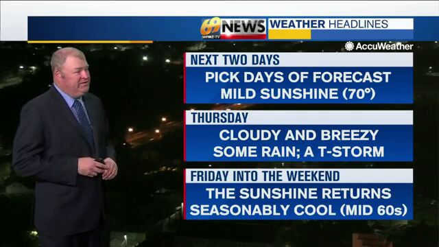 Pleasant conditions today and Wednesday before some rain moves in ...