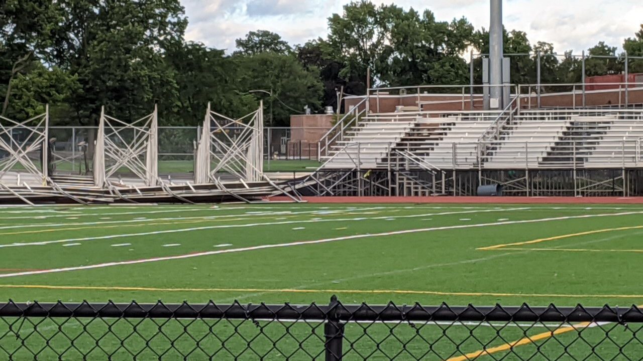 Winds Damage Bleachers At Central Bucks West High School | Southeastern ...