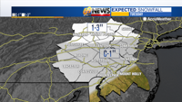 Expected snowfall coverage area map 1-26-21