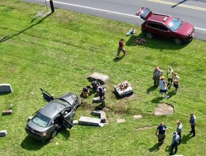 Car crashes into several headstones at Union Cemetery of Slatington ...