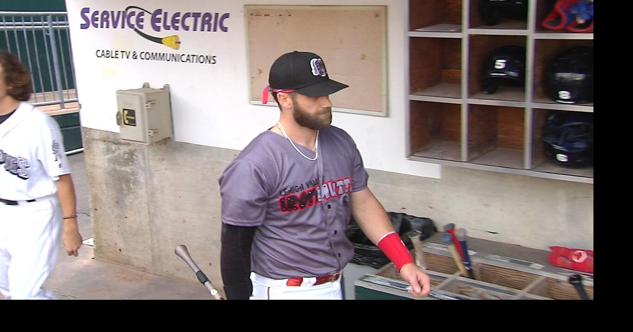 Bryce Harper in IronPigs dugout