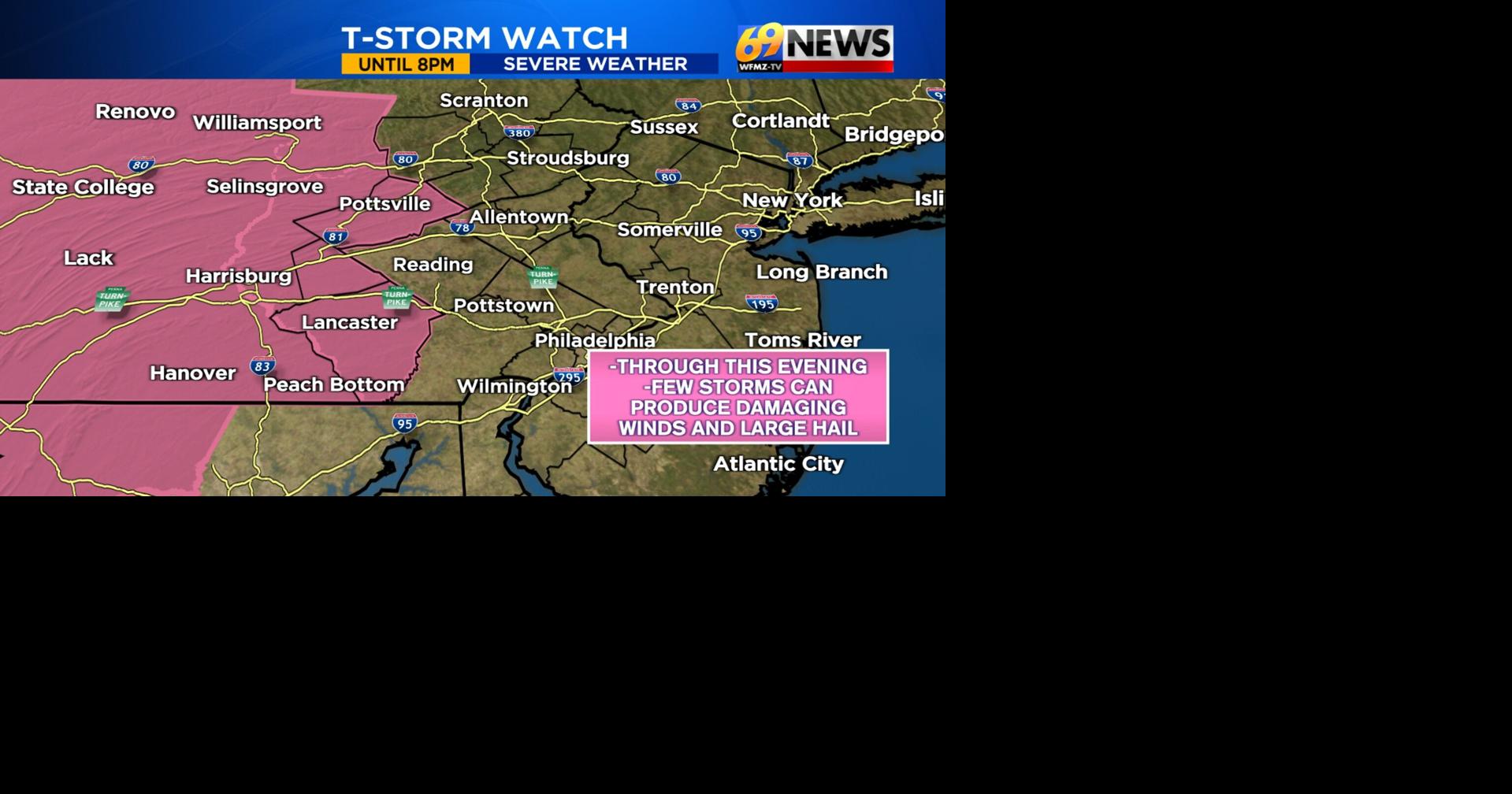 Some under a Severe Thunderstorm WATCH into this evening for the potential of a couple gusty storms