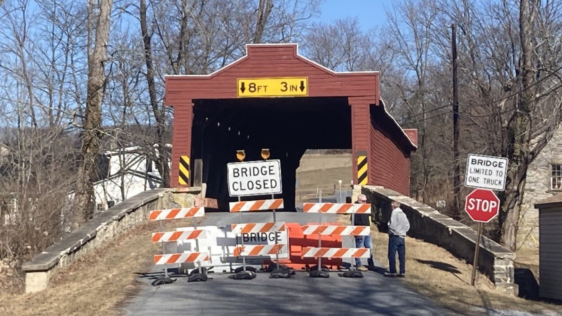 Detour in place as officials assess damage to historic covered bridge