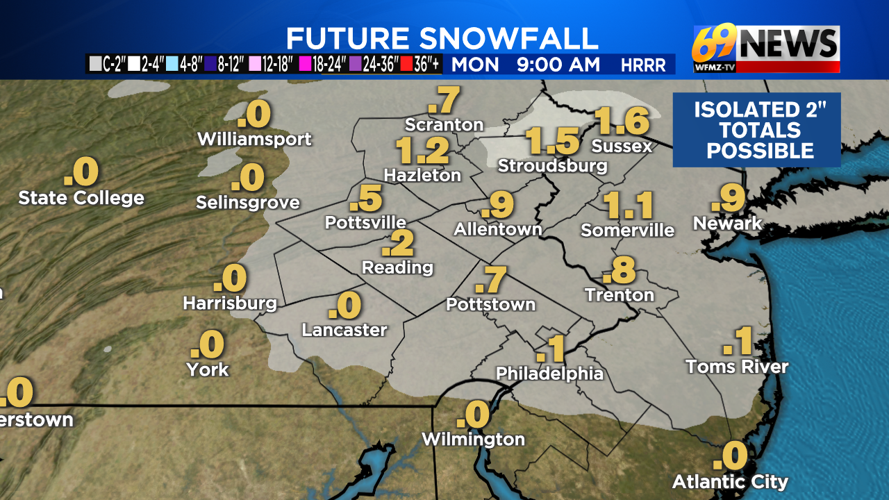 A very light snow accumulation expected tonight; milder temperatures ...