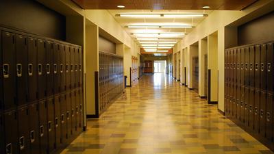 School hallway and lockers