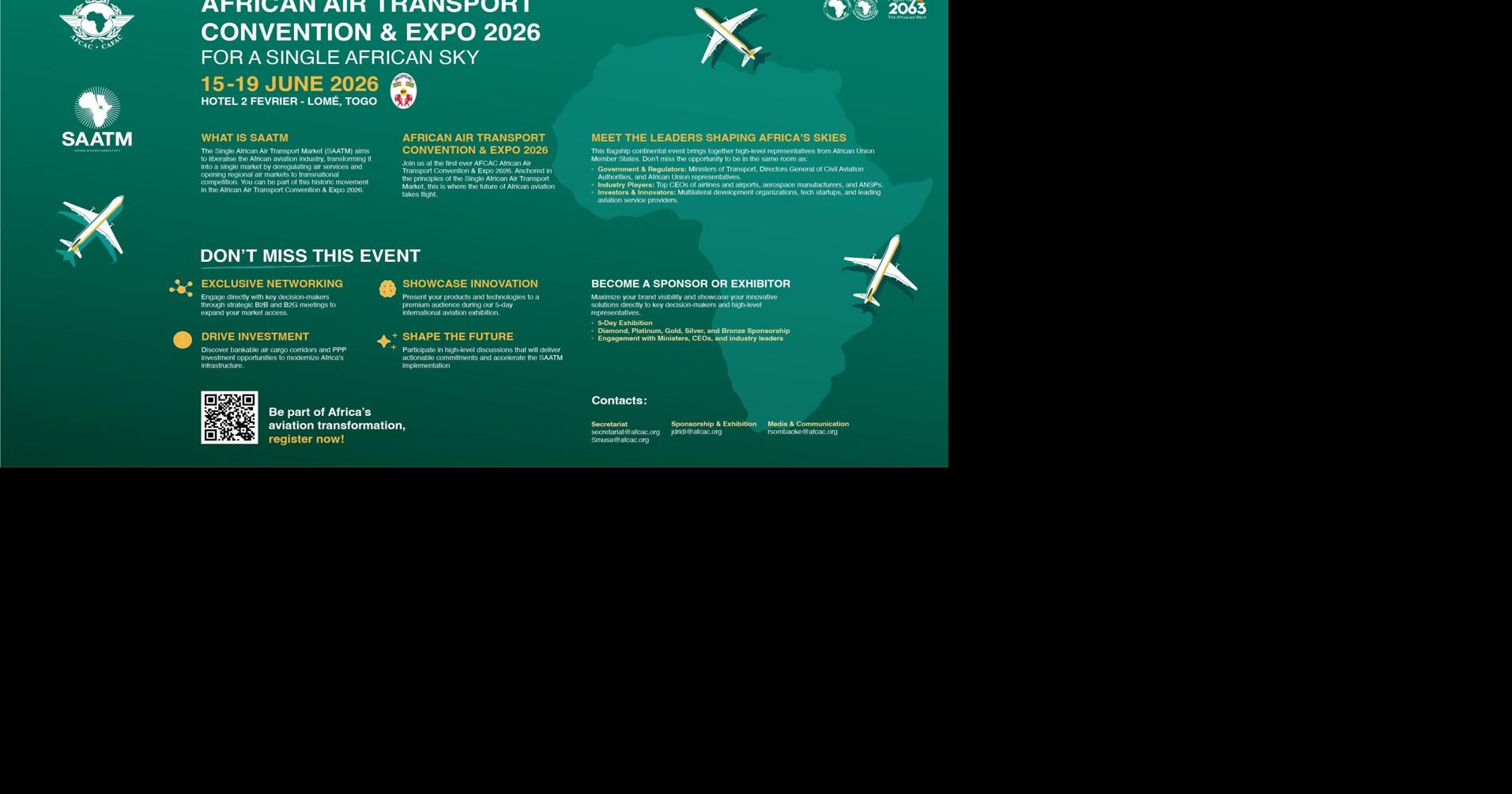 Lomé to Host African Aviation Leaders for the African Air Transport Convention & Expo 2026