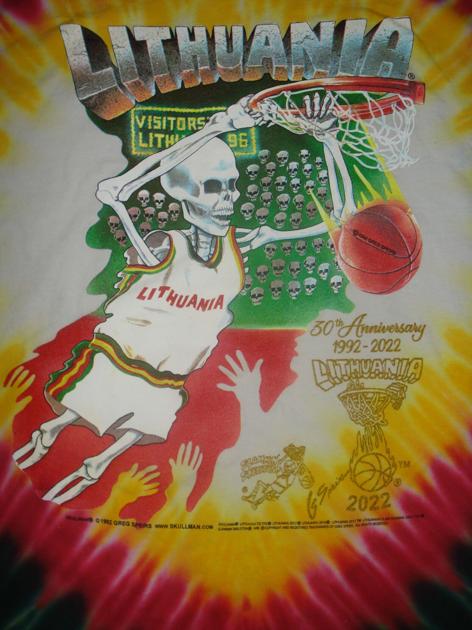 1992 garsios Lietuvos „Tie Dye ®“ krepšinio megztinės 30-osioms olimpinių žaidynių Barselonoje metinėms |  žinios