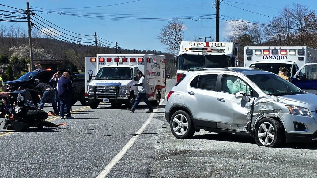 Motorcycle and car collide in West Penn Township, at least one person ...