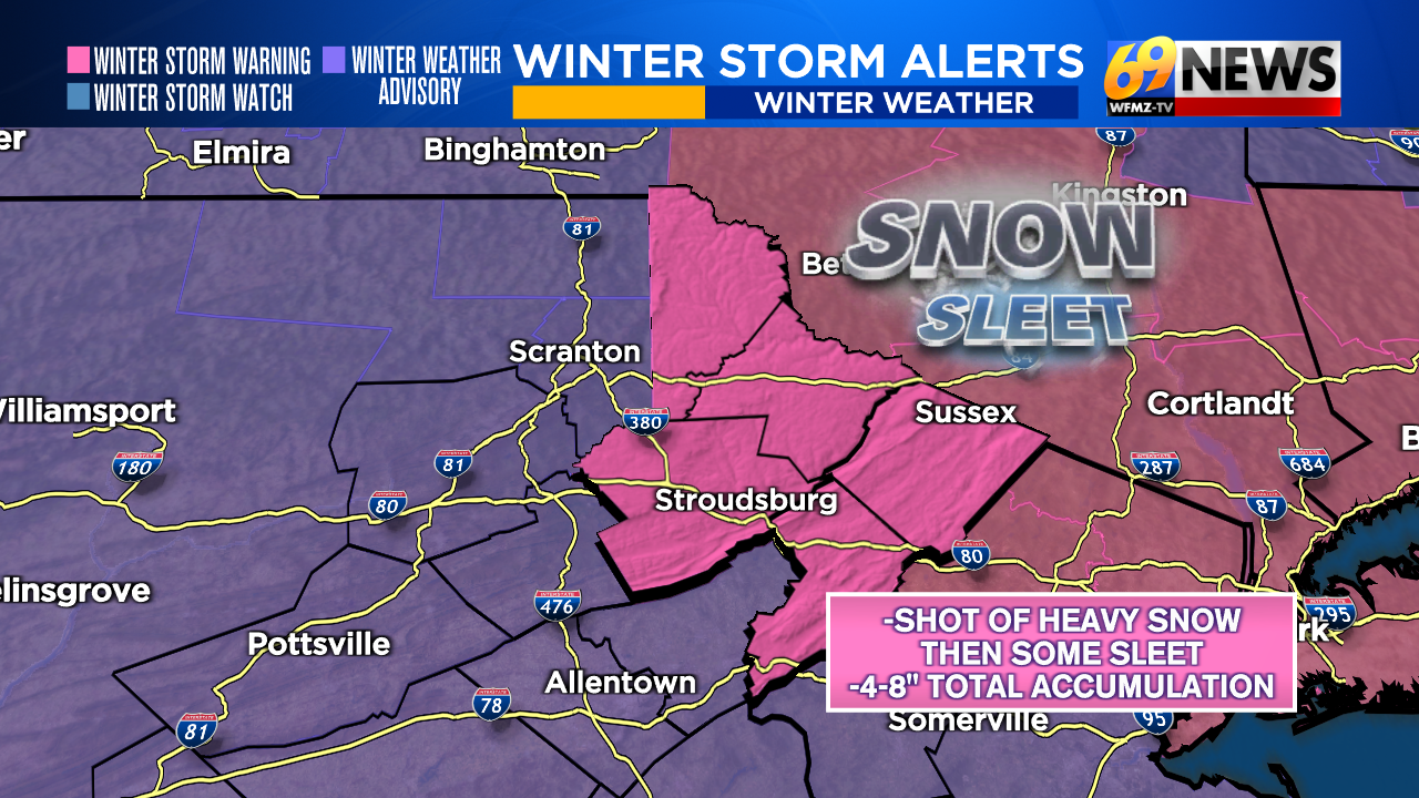 Messy wintry mix moves in later Friday; heavier snows stay up north ...