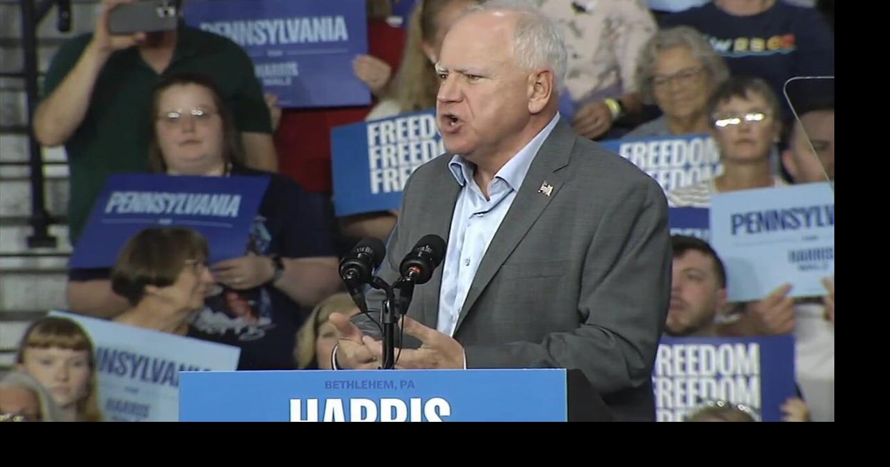 Democratic VP nominee Gov. Tim Walz campaigns in Bethlehem and ...
