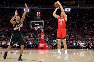 Sheppard leads Rockets to sink Spurs in Texas derby