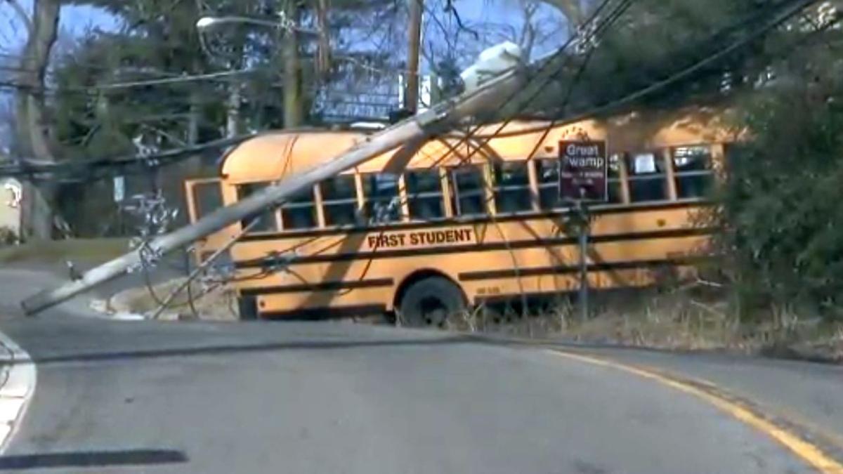 Live Power Lines Land On School Bus After It Hits Pole New