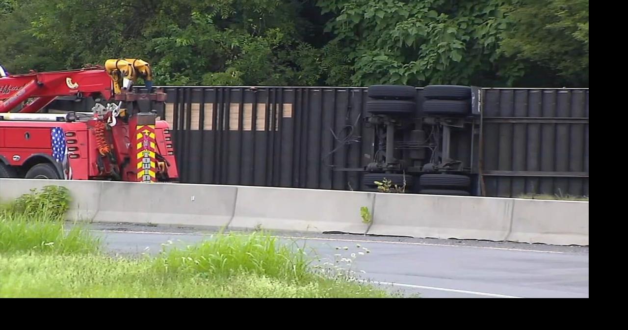 Tractortrailer overturns, causes delays during Monday rush hour