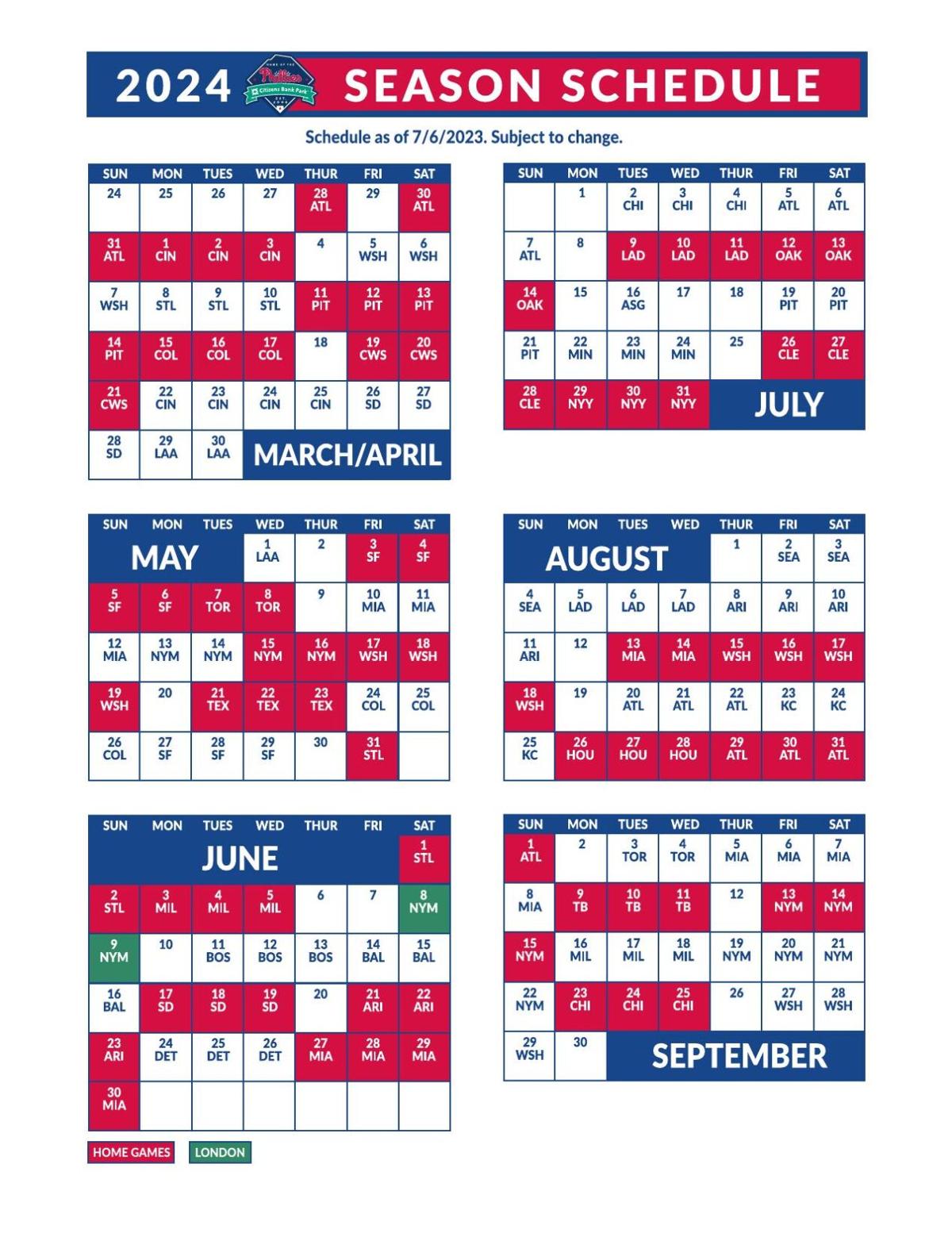 Philadelphia Phillies 2024 schedule