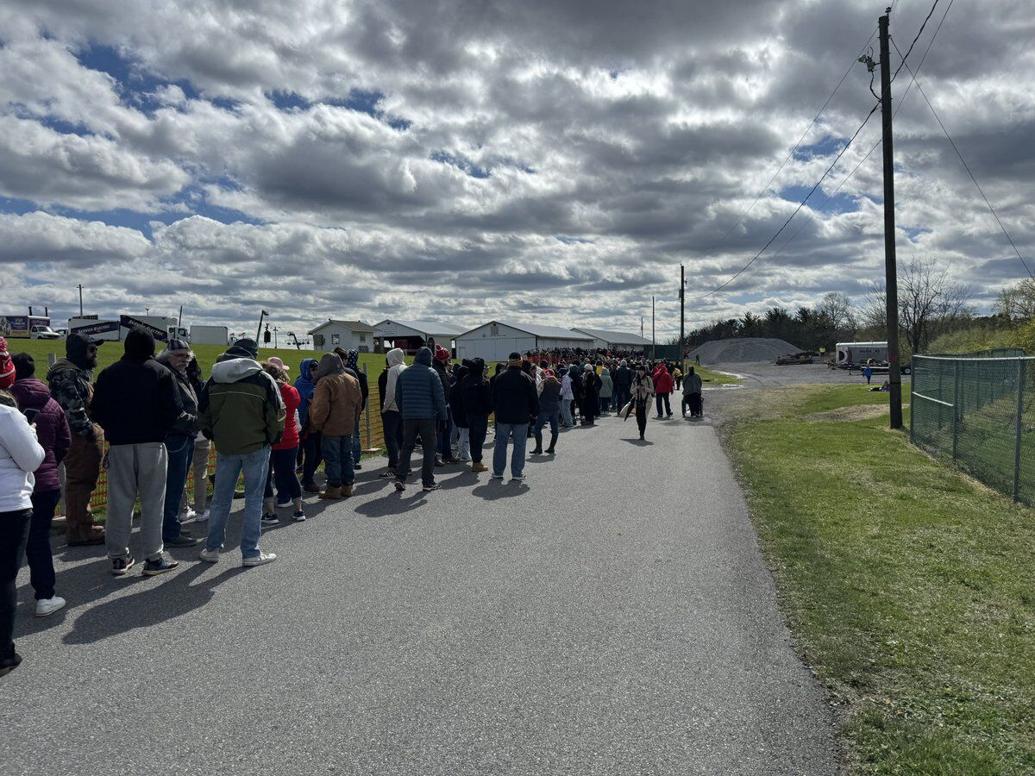 Supporters line up all through the Schnecksville Fire Company