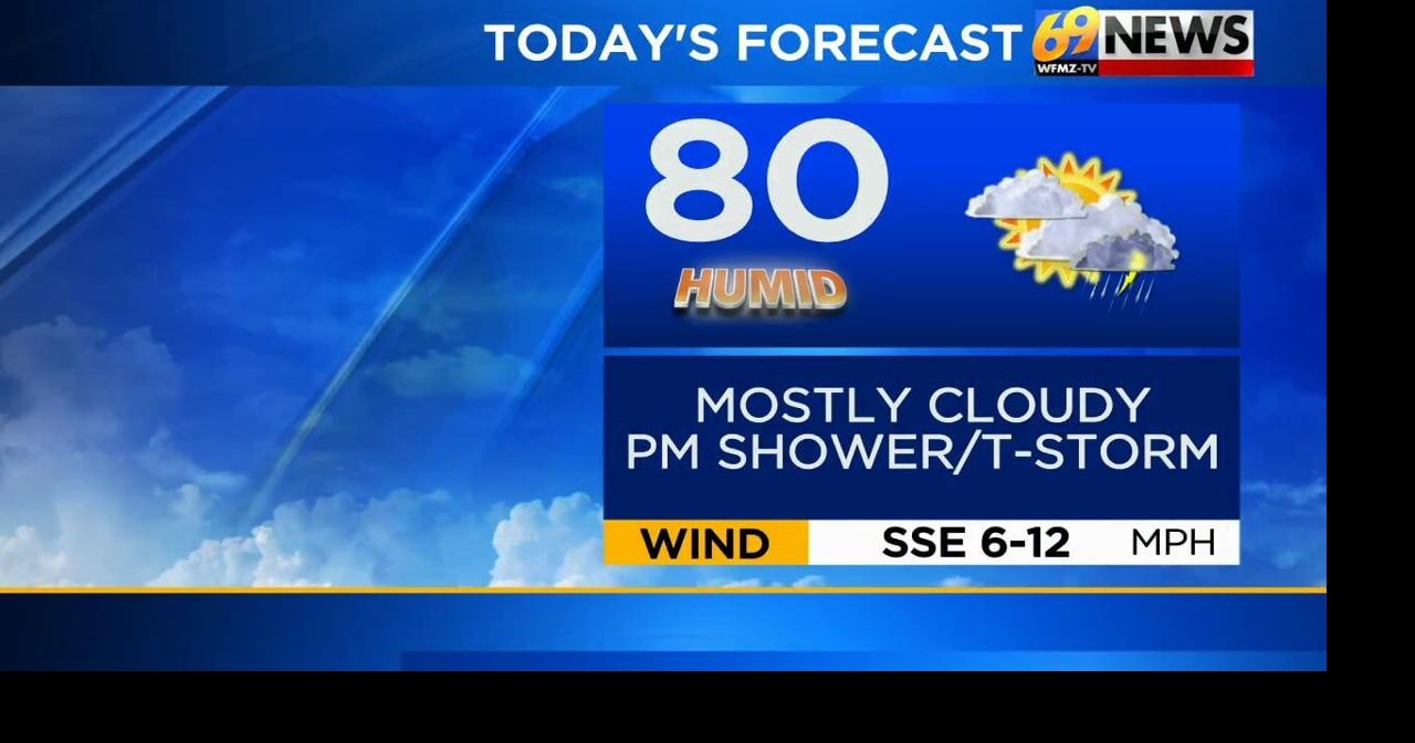 Thickening clouds with a shower or thunderstorm late today; showers and ...