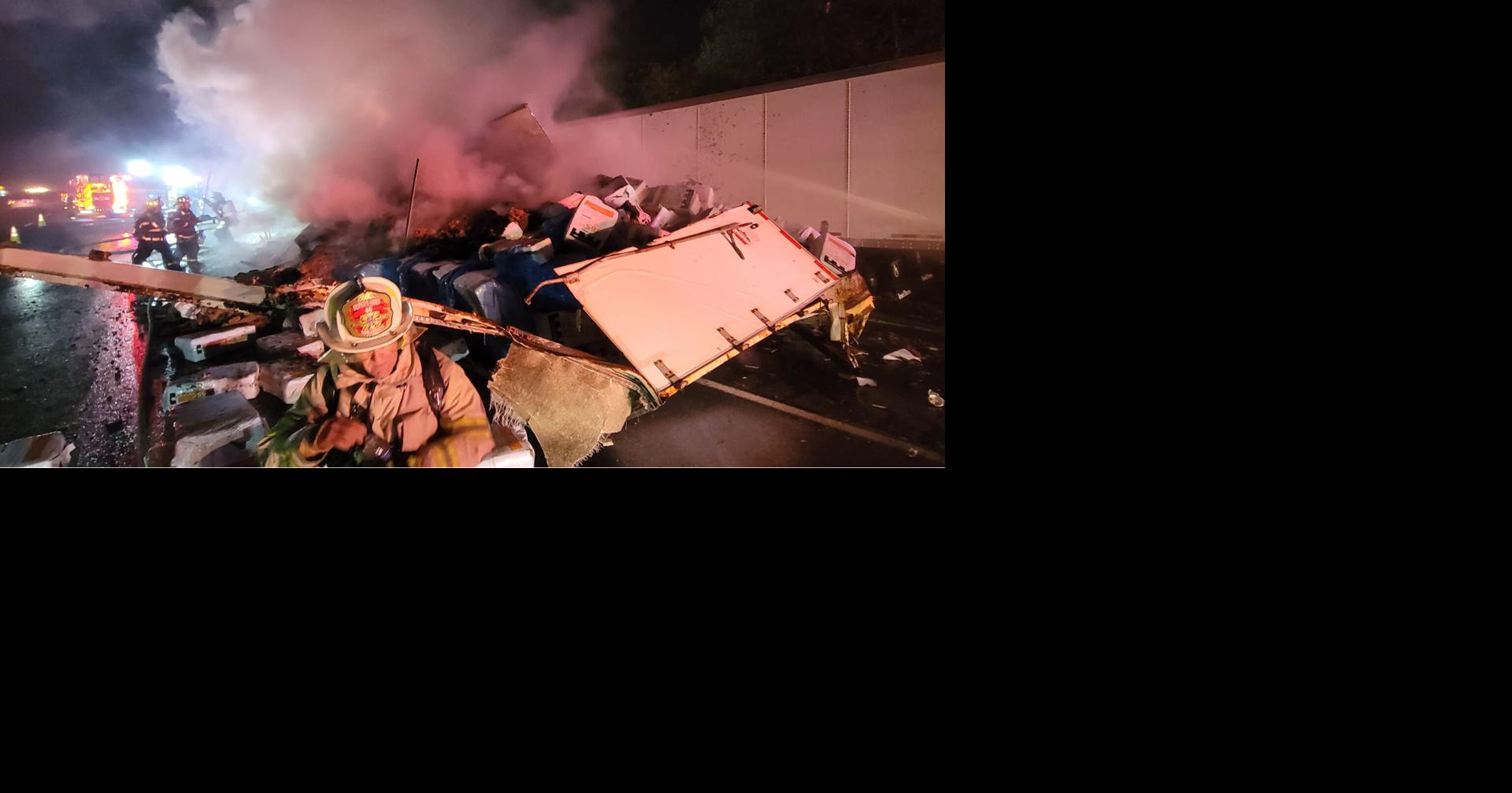 Fiery Tractor Trailer Crash Causes Major Backup On I 78 In Nj Video 8575