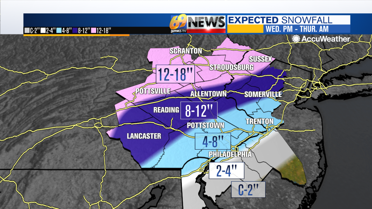 Winter Storm To Bring Snow Sleet Wind Wednesday Into Thursday Weather Wfmz Com