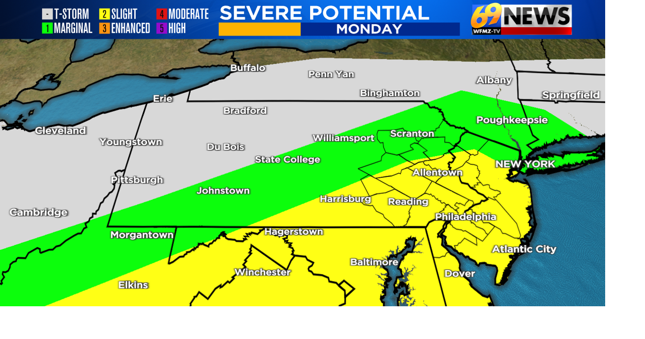 Stormy setup for Monday: Potential for gusty storms to produce wind, hail, flooding, and an isolated tornado