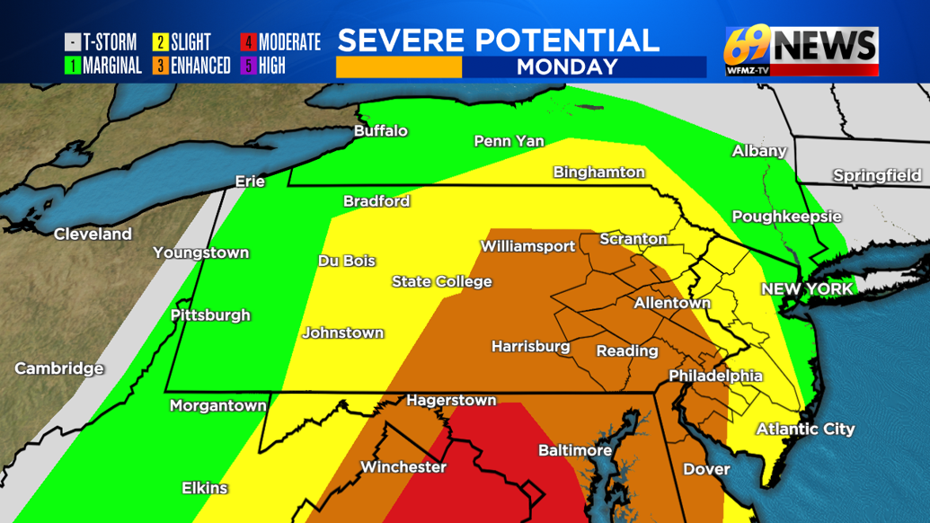 All eyes on Monday for potential for severe storms with strong winds ...