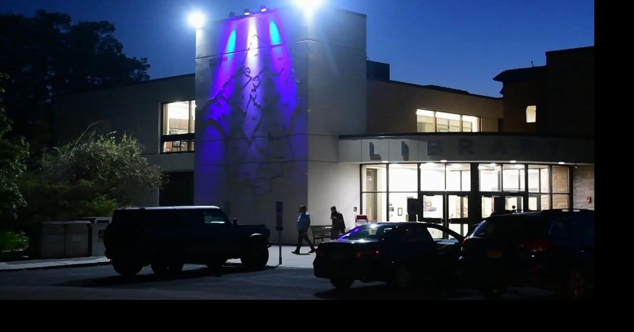 Hunterdon County library lit blue and white in support of Israel ...