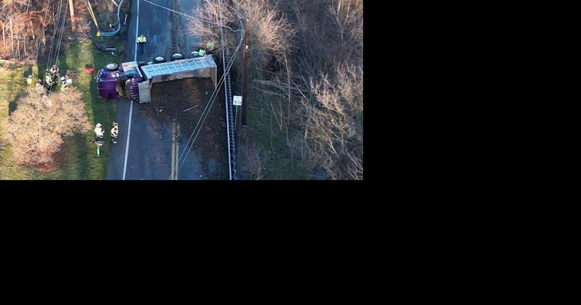 Dump truck rolls over in Lehigh Twp. Lehigh Valley Regional News