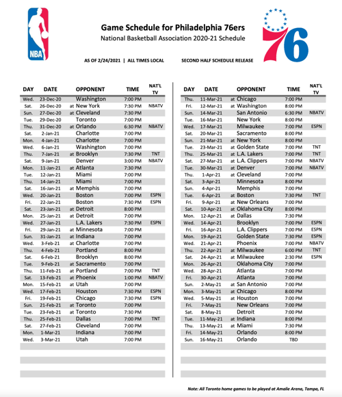 76ers 2nd half schedule | | wfmz.com