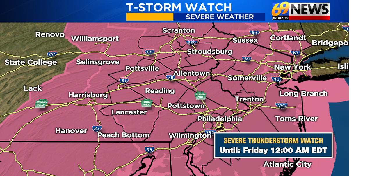 Severe Thunderstorm WATCH in effect for all through late this evening for the potential of some gusty storms