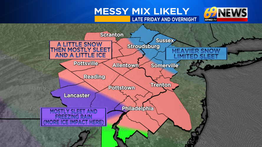 A messy wintry mix later Friday and Friday night...snow, sleet, and ice ...