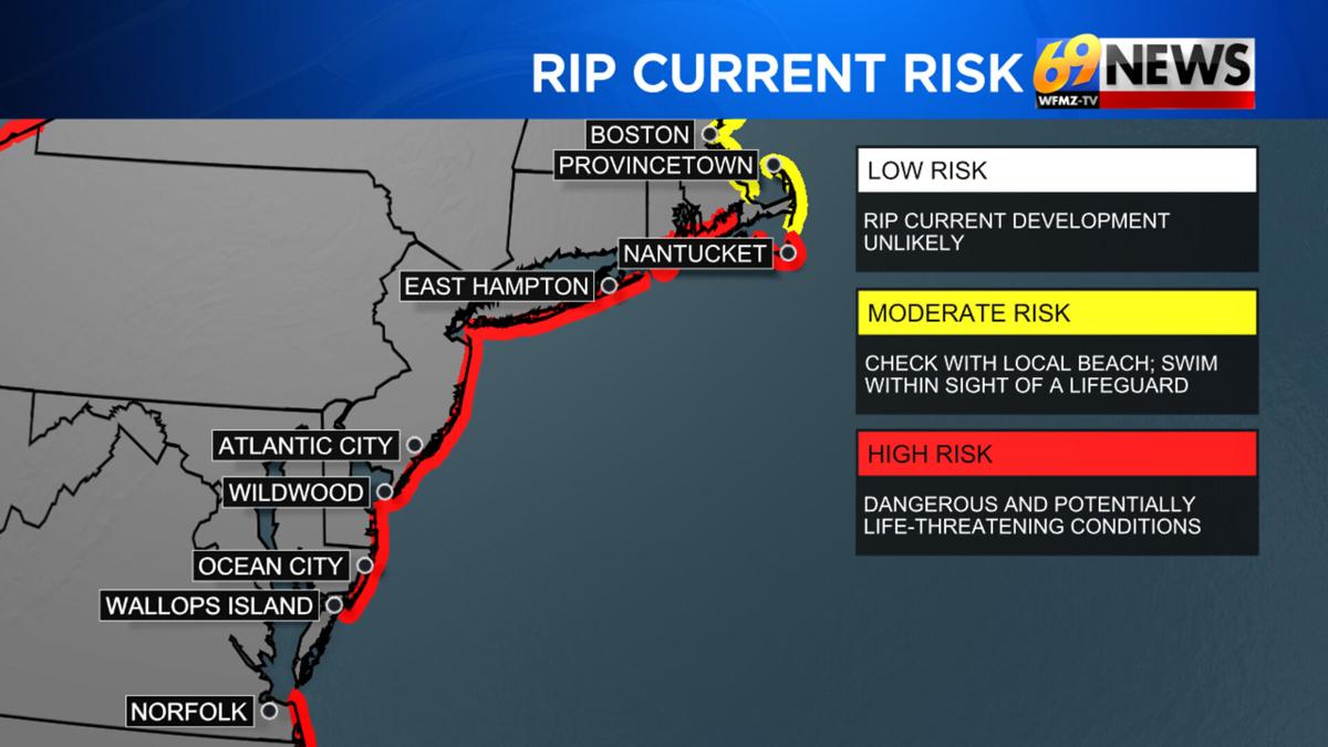 High surf, rip currents along the East Coast as Hurricane Erin churns