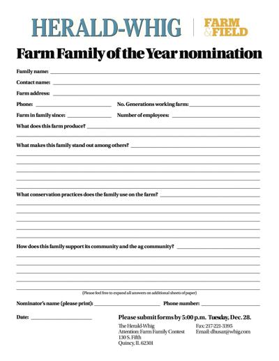 Farm Family Form