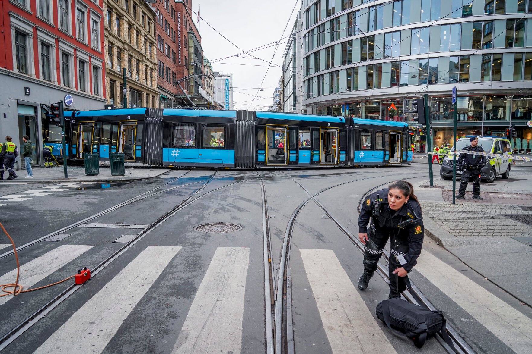 A Tram Derails And Plows Into A Shop In The Norwegian Capital But Only ...