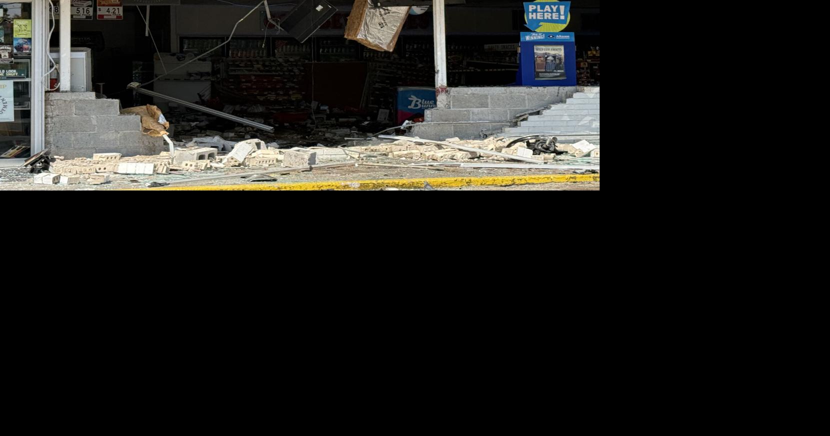Sunday morning destruction at Searcy Mart on North Maple Street.