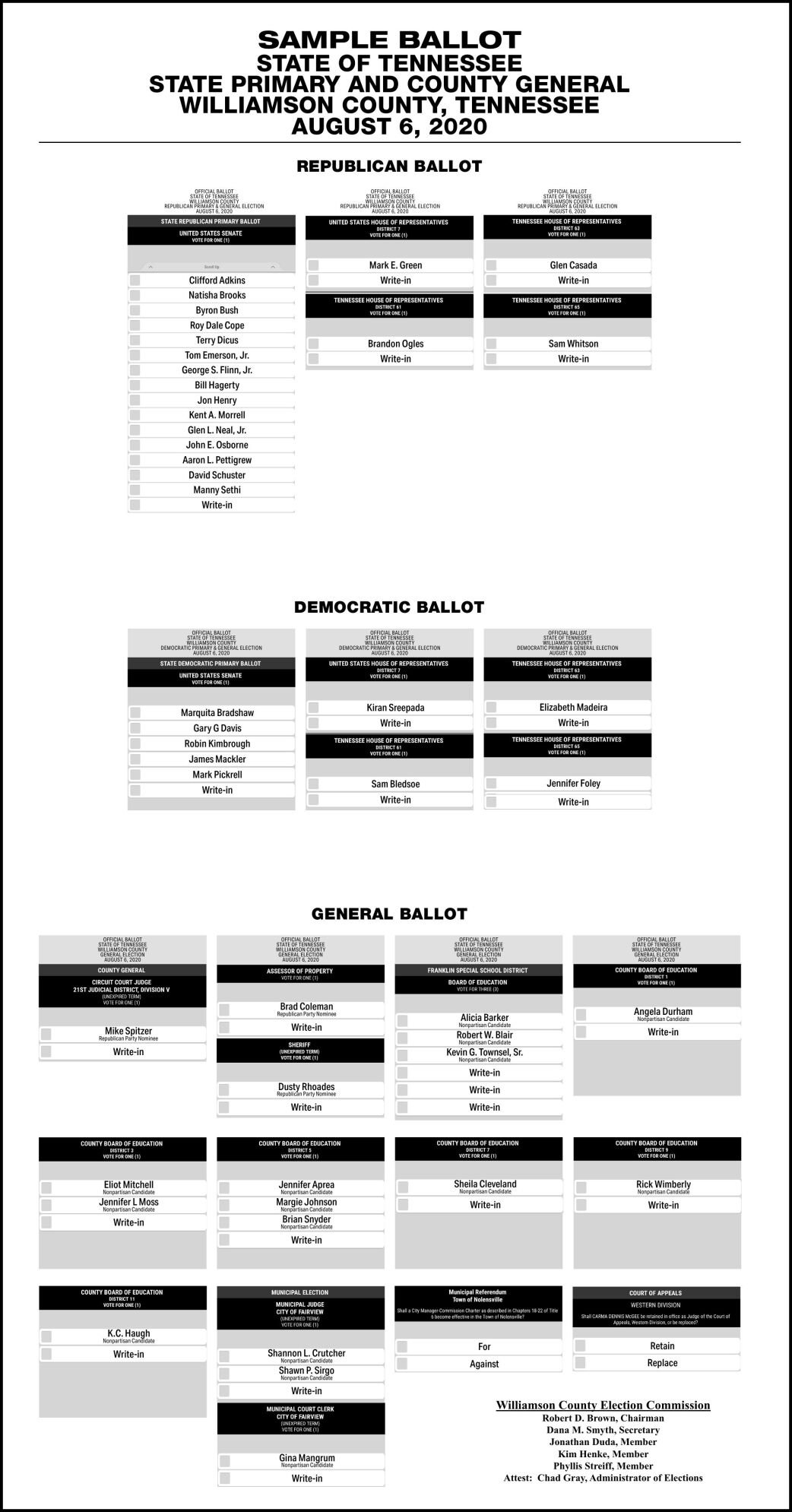 Sample Ballot Public Notices Williamsonherald Com